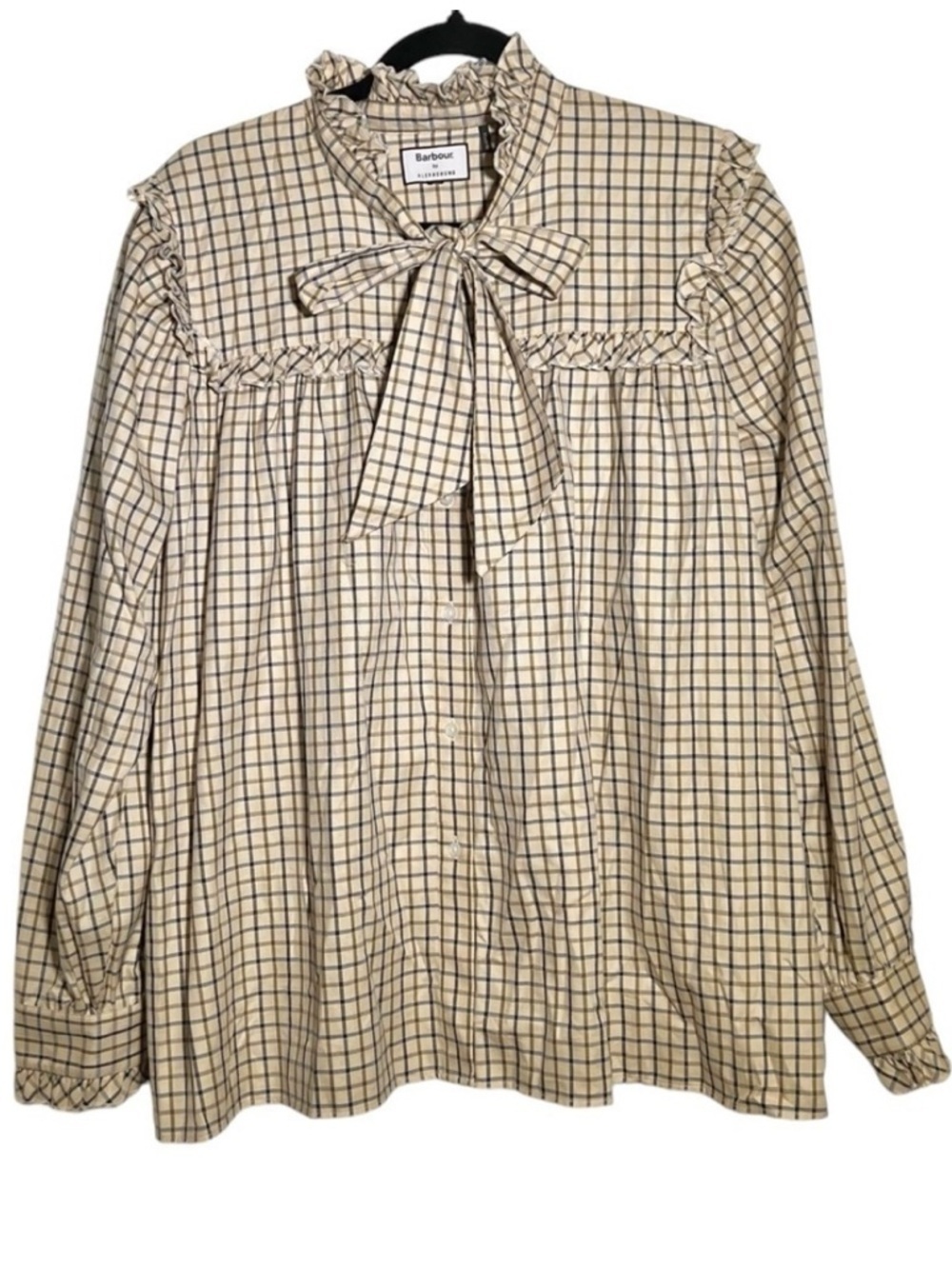 Barbour by Alexa Chung Bella Plaid Tie Neck Blouse Approx Size US 14 Runs Big